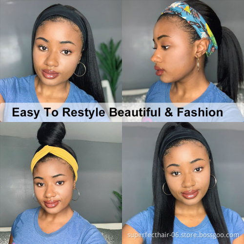 Dropship Unprocessed Brazilian Hair Cuticle Aligned Straight Headband Wig Loose Deep Virgin Human Natural Hair Wigs